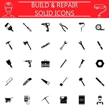 Yapı ve onarım katı Icon set