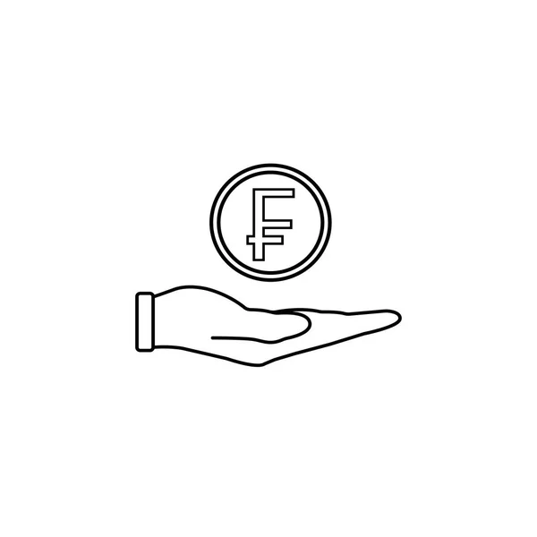 Mince v ruce ikona čáry, finance a podnikání — Stockový vektor