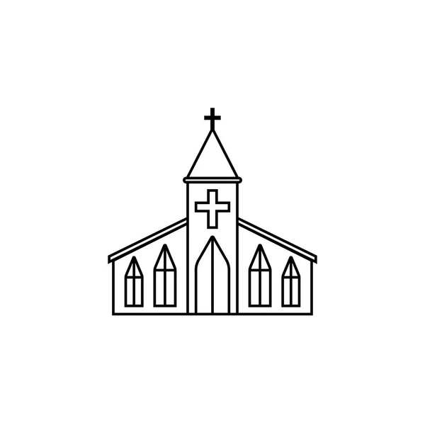 Icône de ligne d'église, éléments de construction religieuse , — Image vectorielle