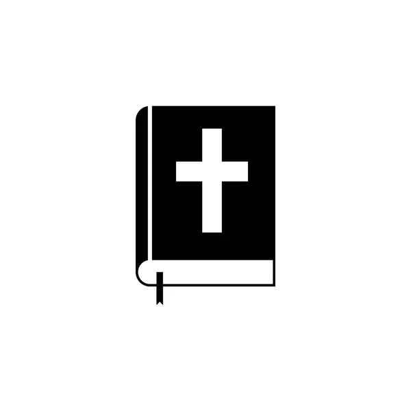 Sacra Bibbia libro icona solida, elementi religiosi — Vettoriale Stock