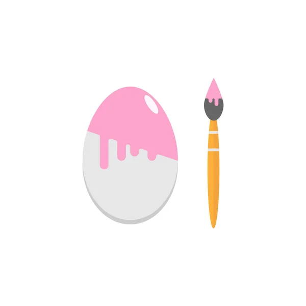 Huevos de Pascua con cepillo icono plano, elementos religiosos de vacaciones, huevo de pintura, un patrón sólido de colores sobre un fondo blanco, eps 10 . — Vector de stock