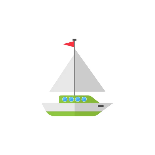 Sailing yacht ploché ikony, cestování, Turistika — Stockový vektor