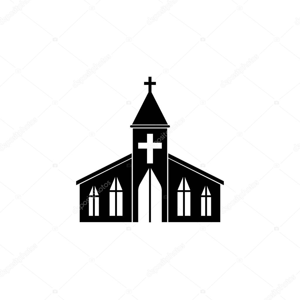 Church solid icon, religion building elements