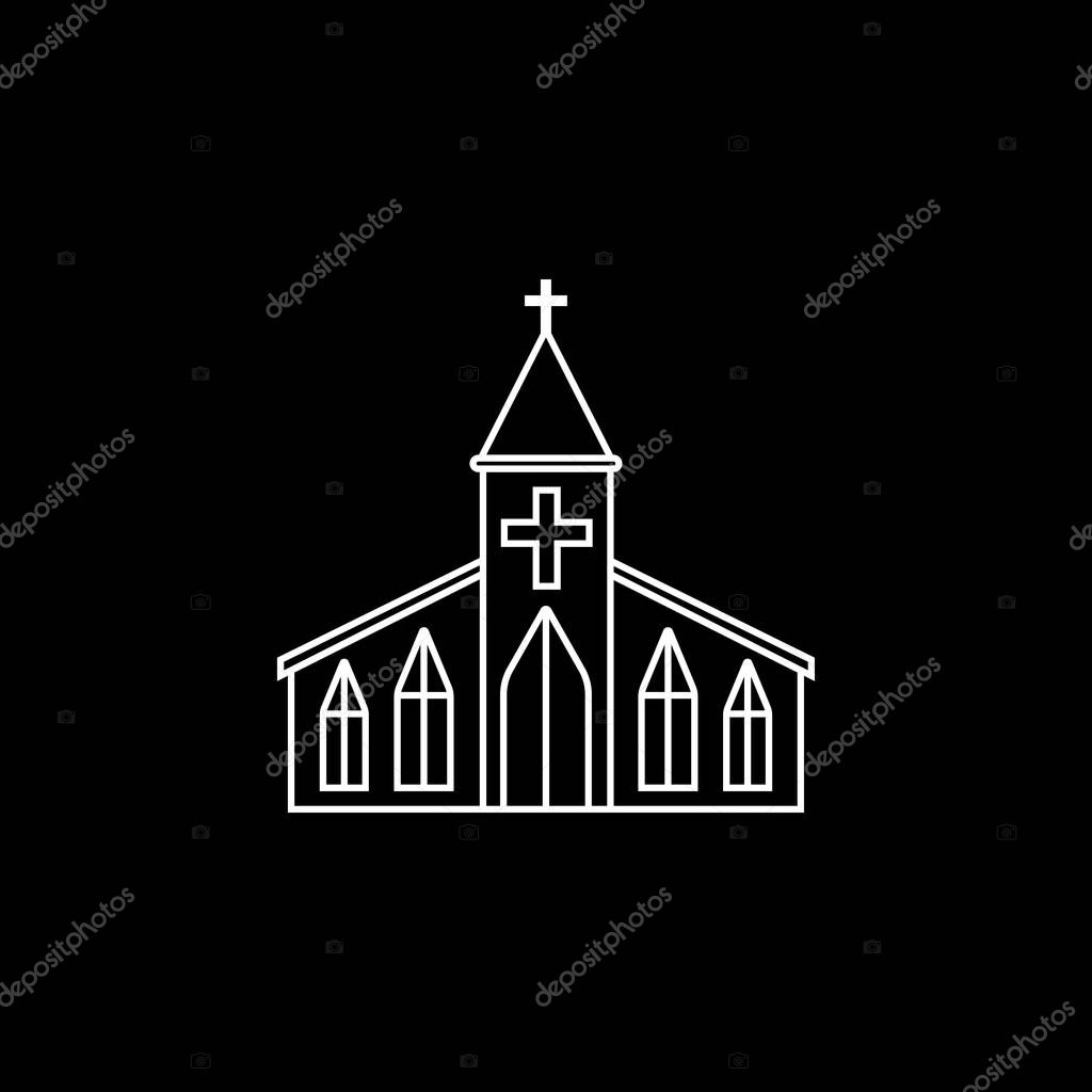 Church line icon, religion building elements, Religious sign, a linear pattern on a black background, eps 10.