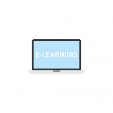 E-öğrenme düz simgesi, eğitim ve okul öğesi