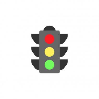Trafik ışığı düz simgesi, ışıkları ve gezinti
