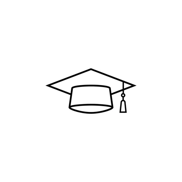 Icono de línea de gorra de graduación, educación secundaria — Vector de stock