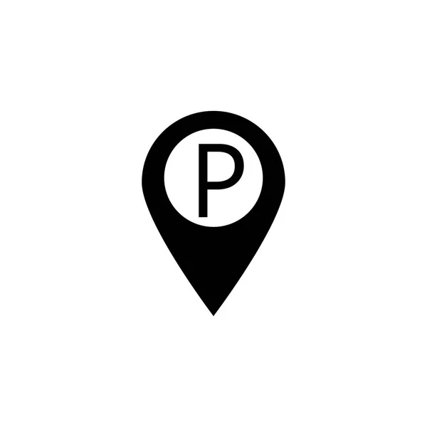Указатель на карте с твердым значком парковки, навигация — стоковый вектор