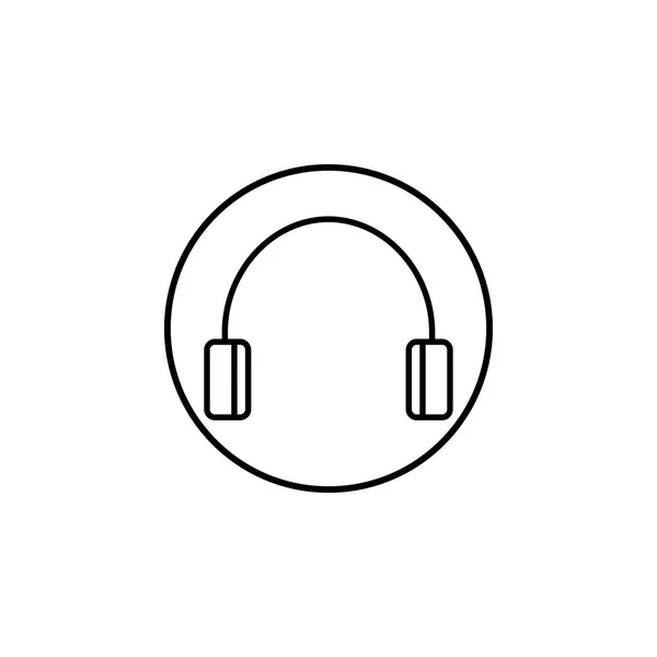 Icono de línea de auriculares, señal móvil y soporte — Vector de stock