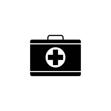 İlk yardım kutusu sağlam simgesi, tıbbi durum ve çanta