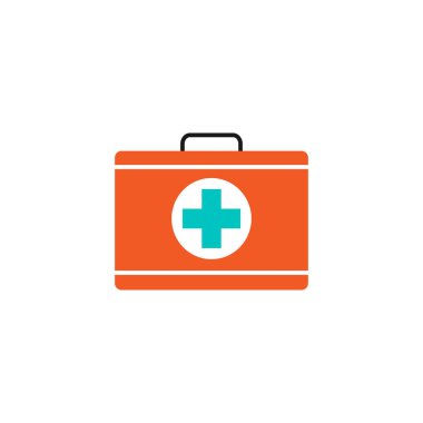 İlk yardım kutusu sağlam simgesi, tıbbi durum ve çanta