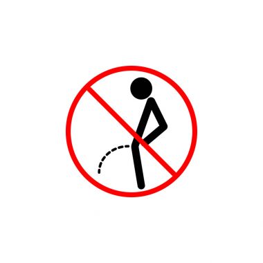 No peeing line icon, pee prohibition sign, clipart