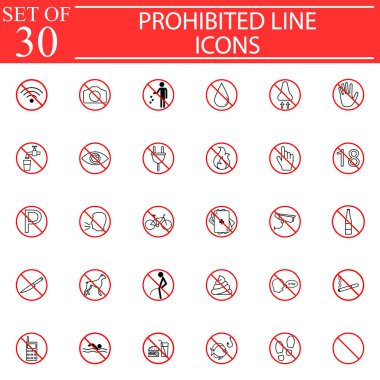 Yasak işaretleri simge seti, yasak semboller hattı