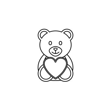 Oyuncak ayı ile kalp satırı simgesi, yumuşak oyuncak