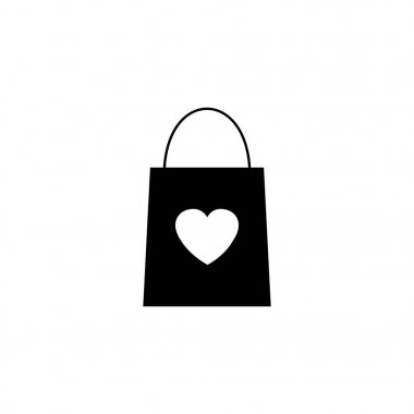 Kalp katı simgesi ile alışveriş çantası