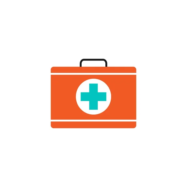 Коробка первой помощи твердый значок, медицинский чехол и сумка — стоковый вектор