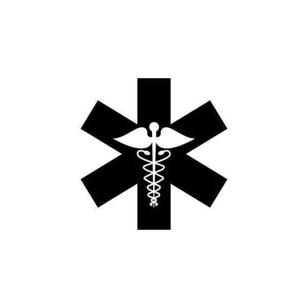 Icono sólido Caduceus, Medicina y signo de salud — Vector de stock