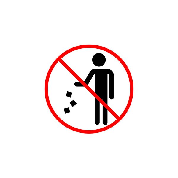 Do not litter line icon, prohibition sign