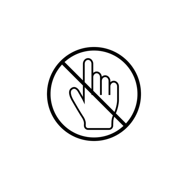 No hand cursor line icon, prohibition sign — Stock Vector