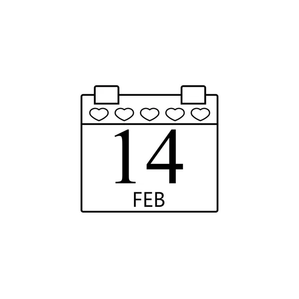 Εικονίδιο γραμμή ημερολογίου του Αγίου Βαλεντίνου, ημέρα του Αγίου Βαλεντίνου — Διανυσματικό Αρχείο