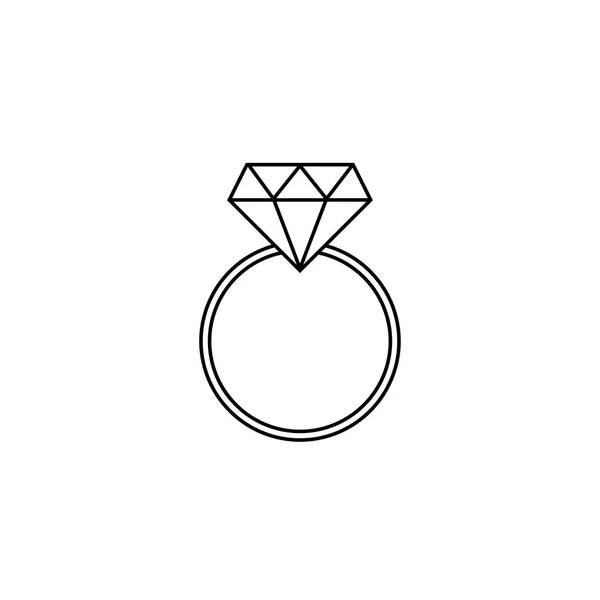 Ikona čáry svatební diamant prsten, zásnubní prsten — Stockový vektor