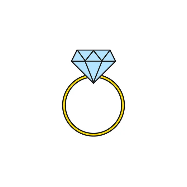 Bröllop diamond ring solid ikon, förlovningsring — Stock vektor