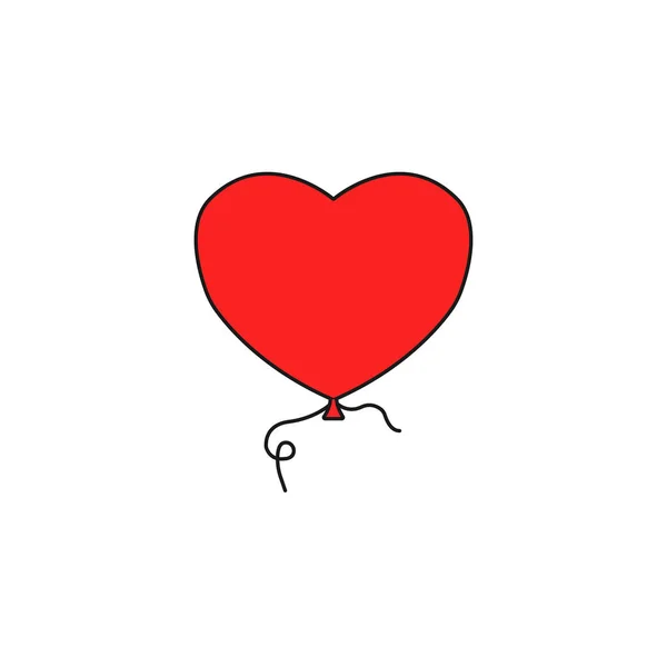 Balon serce i miłość stałe ikona, Walentynki — Wektor stockowy