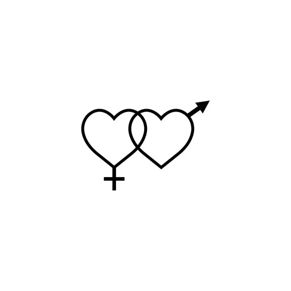 Heterosexuální jako pevné ikony srdce — Stockový vektor