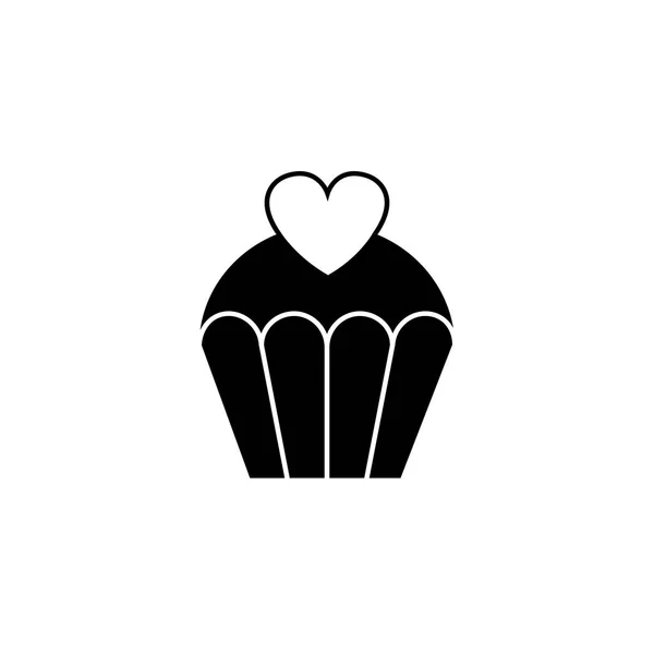 Pastayı kalp katı simgesiyle, tatlılar — Stok Vektör