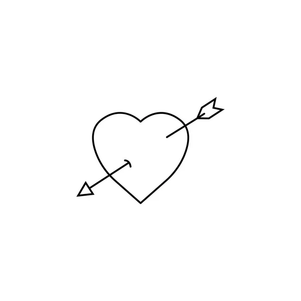 Srdce s řádku ikonu šipky, znamení lásky Valentýna — Stockový vektor