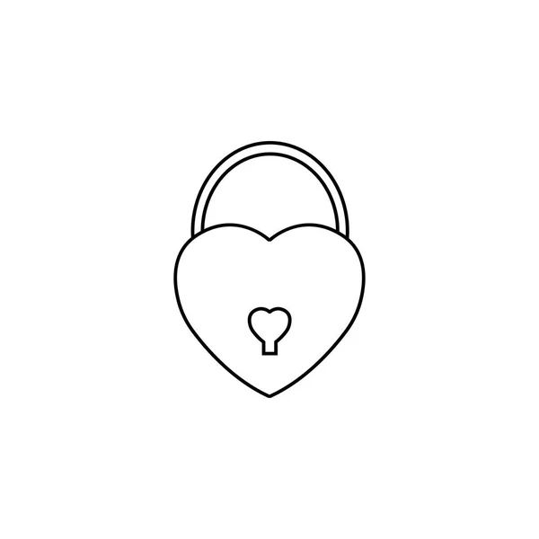 Verrouiller icône de ligne en forme de coeur, signe d'amour Valentines — Image vectorielle