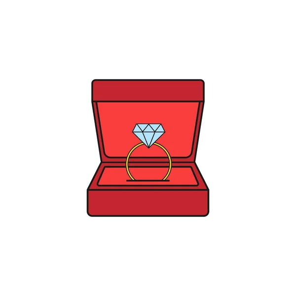 Свадебное кольцо с бриллиантом в подарочной коробке — стоковый вектор