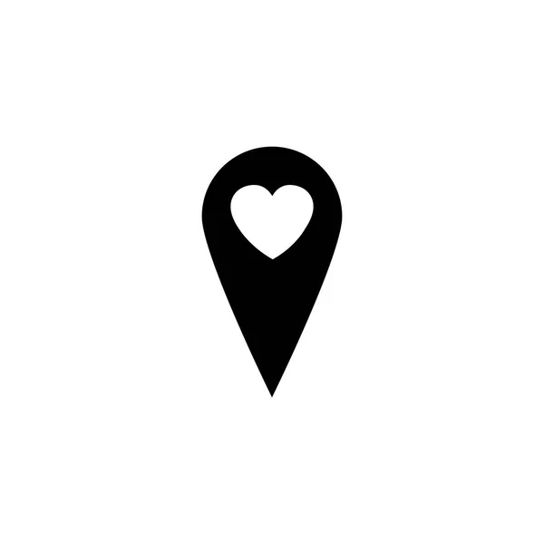 Puntero de mapa con el corazón icono sólido — Vector de stock