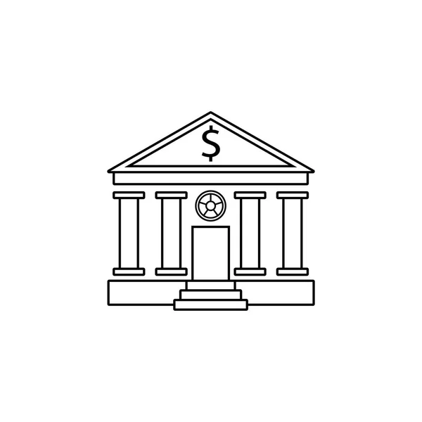 Icono de línea de construcción bancaria, casa bancaria — Vector de stock