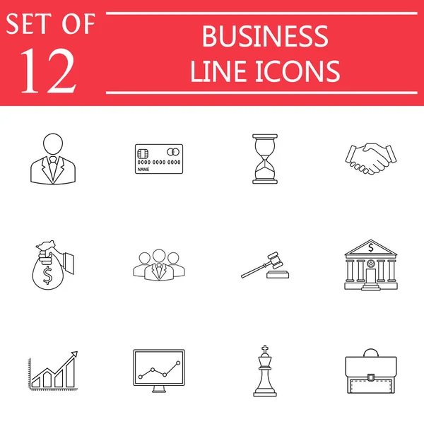Ícone da linha de negócios conjunto de ícones, finanças e gestão — Vetor de Stock