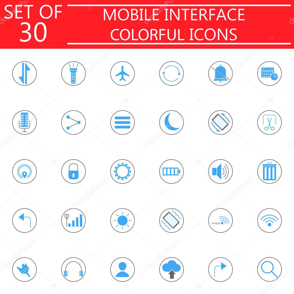 Mobile interface colorful icon set