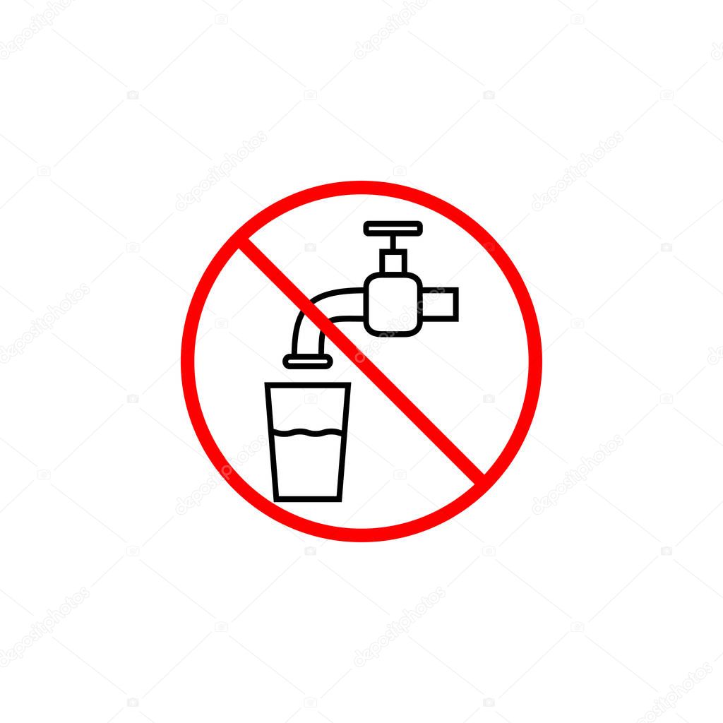Do not drink water line icon, prohibition sign