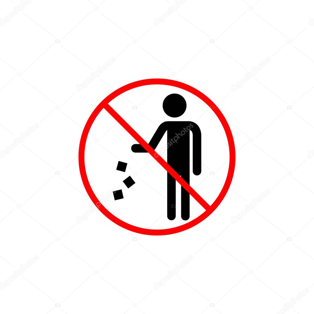 Do not litter line icon, prohibition sign