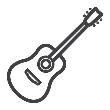 Akustik gitar satırı simgesi, müzik ve çalgı, ses işareti vektör grafikleri, doğrusal model beyaz bir arka planda eps 10.