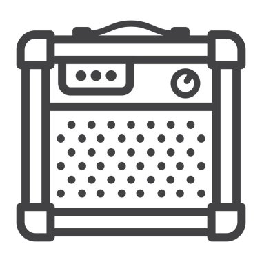 Amplifikatör satırı simgesi, müzik ve çalgı, ses işareti vektör grafikleri, doğrusal model beyaz bir arka planda eps 10.
