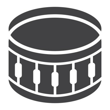 Davul glif simgesi, müzik ve çalgı, işareti vektör grafikleri, beyaz bir arka planda eps 10 katı bir desen yendi.