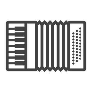 Akordeon satırı simgesi, müzik ve çalgı, ses işareti vektör grafikleri, doğrusal model beyaz bir arka planda eps 10.