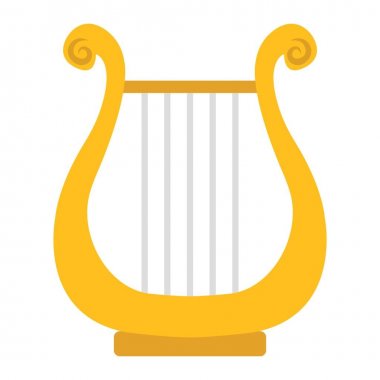 Antik Yunan lir düz simgesi, müzik ve enstrüman, harp işareti vektör grafikleri, renkli bir katı model beyaz bir arka planda eps 10.