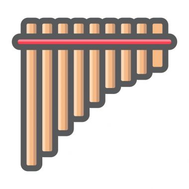 Meksika pan flüt doldurulmuş anahat simgesi, müzik ve enstrüman, panpipe işareti vektör grafikleri, beyaz bir arka planda eps 10 renkli çizgi deseni.