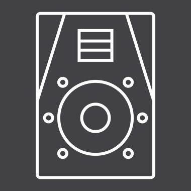 Ses monitör satırı simgesi, müzik ve çalgı, ses işareti vektör grafikleri, doğrusal model siyah bir arka plan, eps 10.