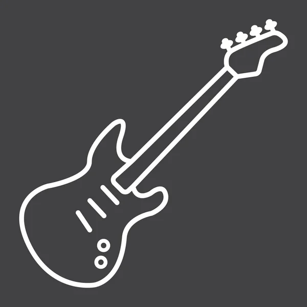 Ícone de linha de guitarra baixo, música e instrumento, sinal de som gráficos vetoriais, um padrão linear em um fundo preto, eps 10 . —  Vetores de Stock