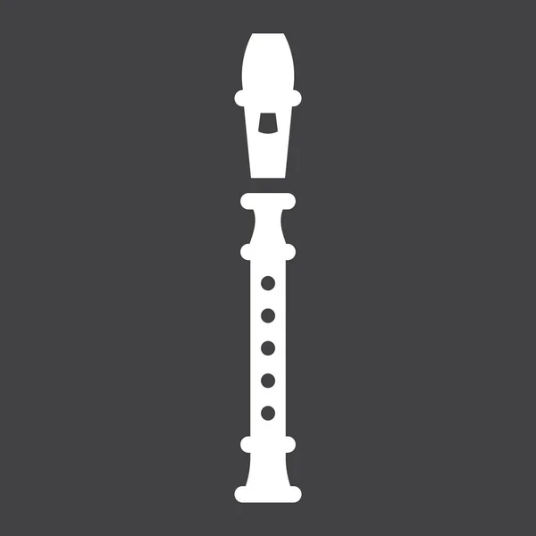 Icono de glifo de flauta de madera, música e instrumento, gráficos vectoriales de signos de sonido, un patrón sólido sobre un fondo negro, eps 10 . — Vector de stock