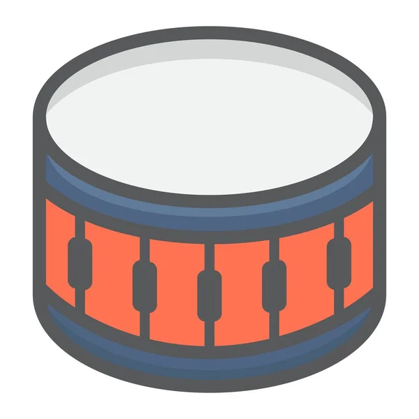 Icône de contour remplie de caisse claire, musique et instrument, graphiques vectoriels de signe de battement, un motif de ligne coloré sur un fond blanc, eps 10 . — Image vectorielle