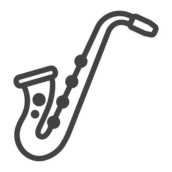 Ikona čáry saxofon, hudbu a nástroje, jazzový znamení vektorové grafiky, lineární vzor na bílém podkladu, eps 10. — Stockový vektor