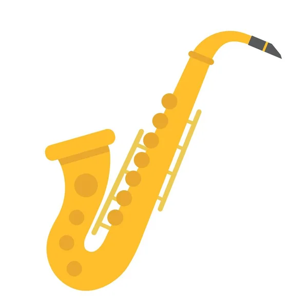 萨克斯平面图标, 音乐和乐器, 爵士乐符号矢量图形, 一个白色的背景 coloful 固体图案, eps 10. — 图库矢量图片